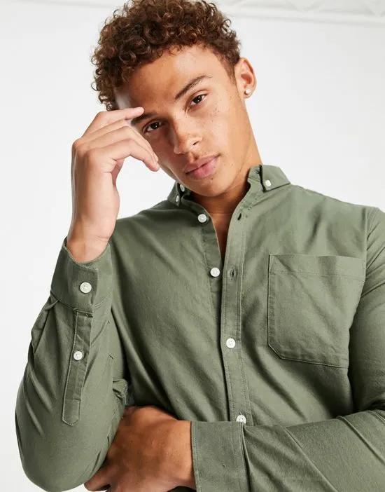 long sleeve oxford shirt in khaki
