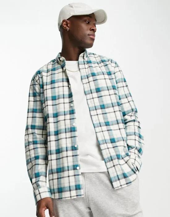 long sleeve plaid shirt in ecru