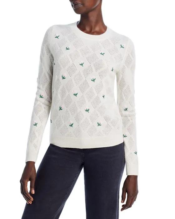 Long Sleeve Pointelle Cashmere Sweater - 100% Exclusive