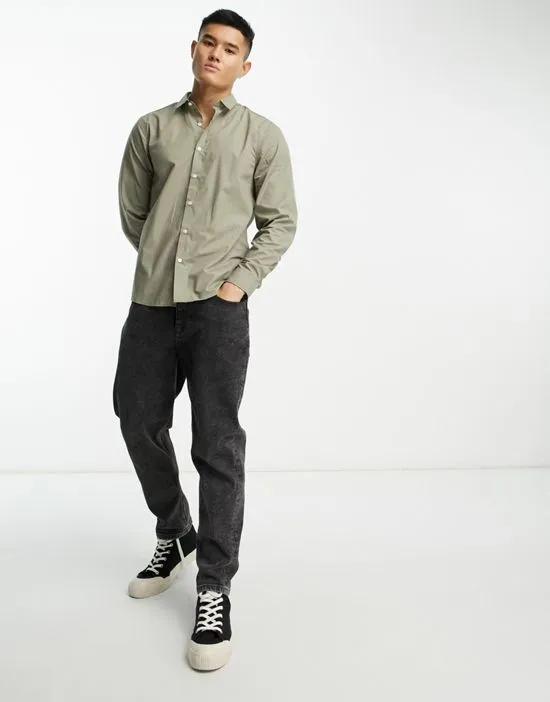 long sleeve poplin shirt in light khaki