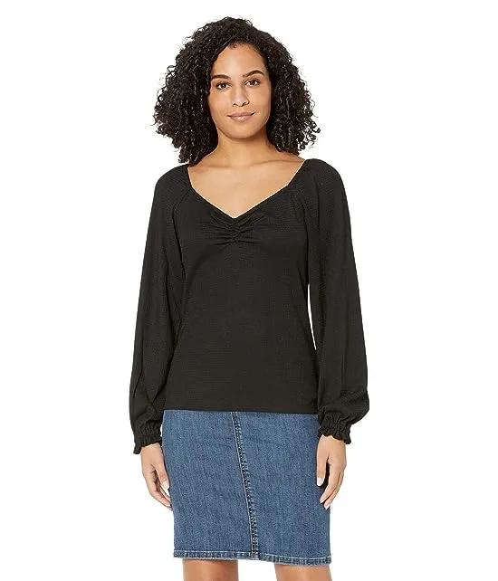 Long Sleeve Puff Sleeve Ruched Top