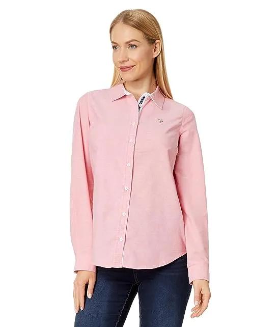 Long Sleeve Solid Stretch Oxford Woven Shirt