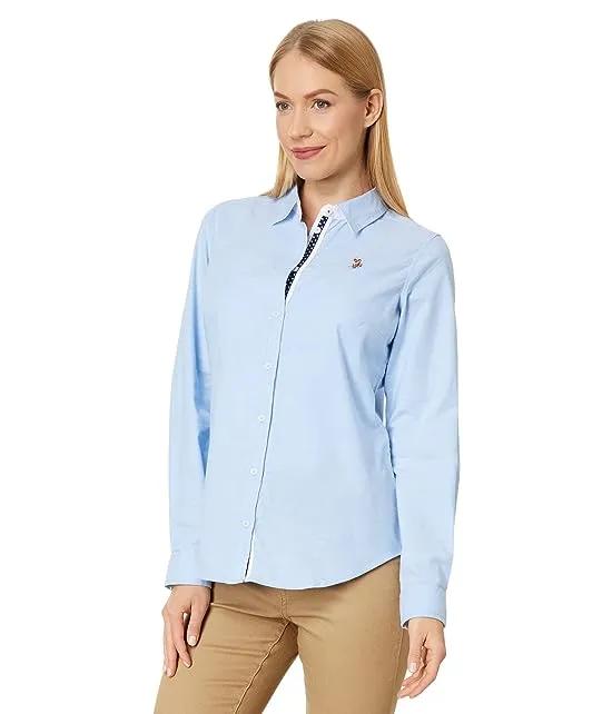 Long Sleeve Solid Stretch Oxford Woven Shirt