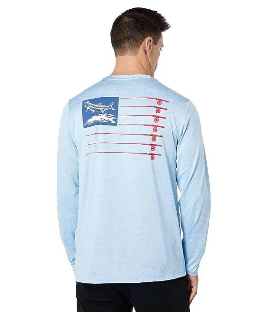 Long Sleeve Tarpon Rod Flag Harbor T-Shirt
