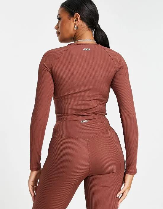 long sleeve training top in rib - part of a set