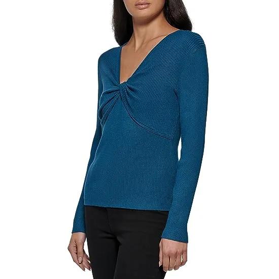 Long Sleeve V-Neck with Twist Detail