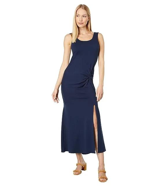 Long Twist Front Sleeveless Dress in Cotton Modal