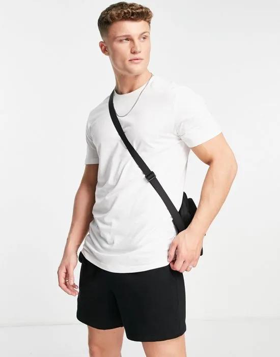 longline curved hem t-shirt in white