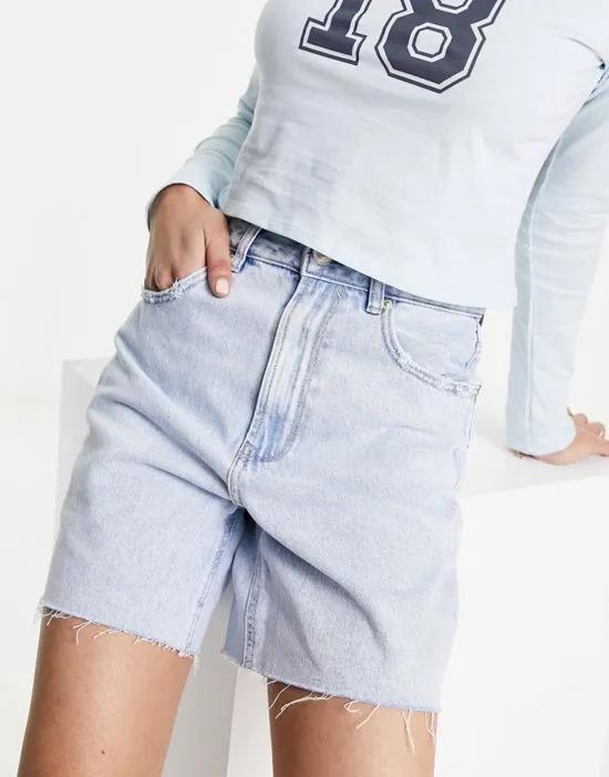 longline denim shorts in light blue