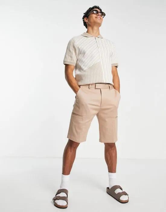 longline smart cargo shorts in stone