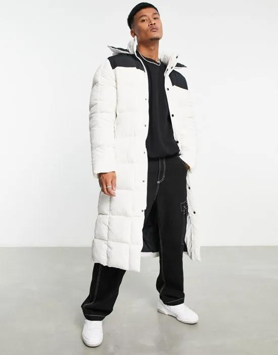 longline square quilt jacket in stone