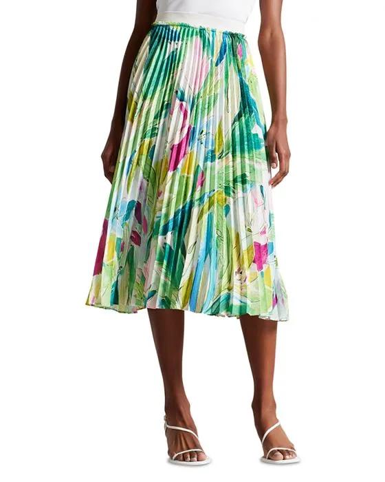 Lopehz Pleated Printed Skirt