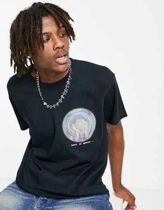 lost in space back print t-shirt in black