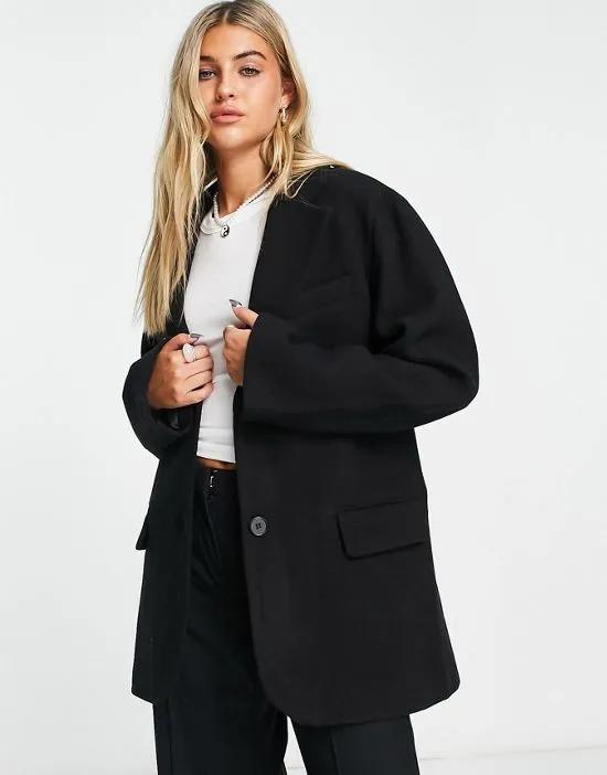 Luciana wool mix blazer coat in black