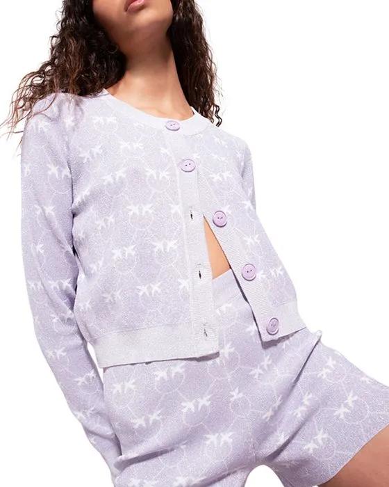 Lurex Monogrom Cropped Cardigan