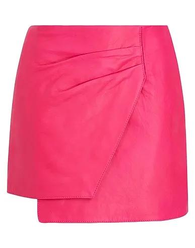 Magenta Leather Mini skirt LEATHER WRAP MINI SKIRT
