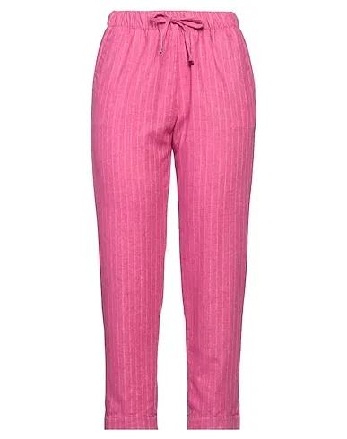Magenta Plain weave Casual pants
