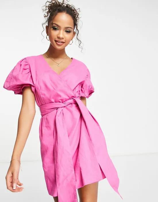 Marguax wrap mini dress in pink