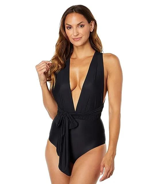 Marina Tie Front Convertible Full Coverage One Piece