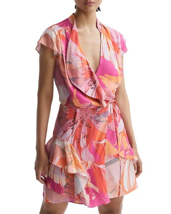Marseille Printed Mini Wrap Dress