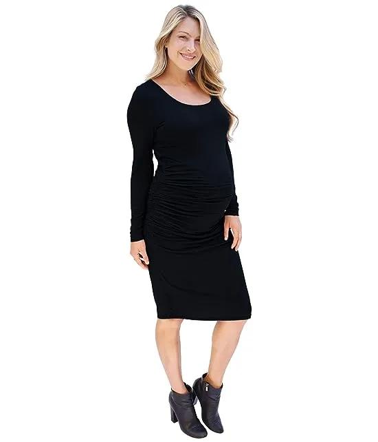 Maternity Long Sleeve Side Shirred Dress