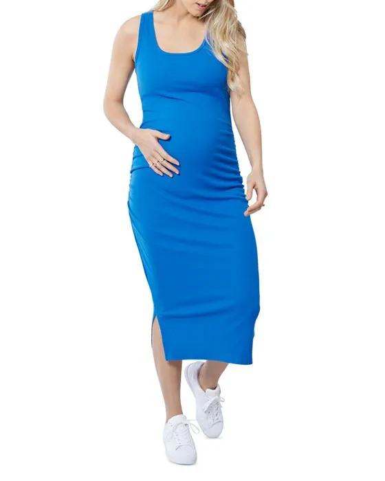 Maternity Ruched Tank Midi Dress
