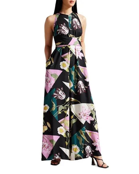 Maudee Printed Halter Neck Jumpsuit