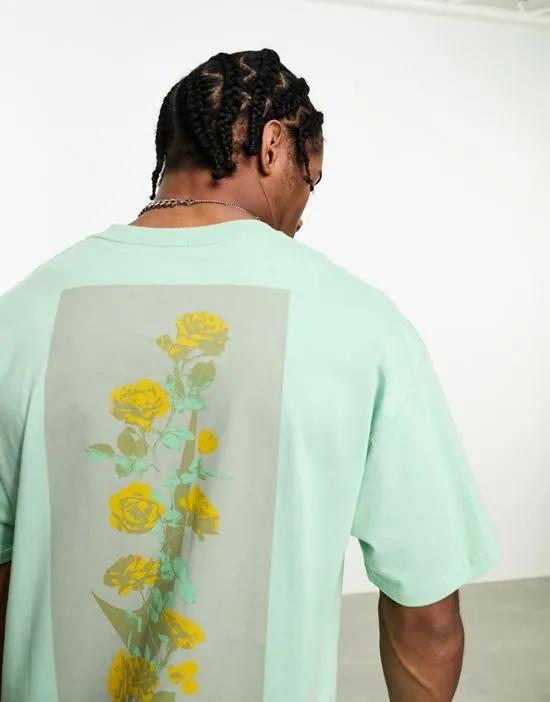 Max90 rose print t-shirt in green
