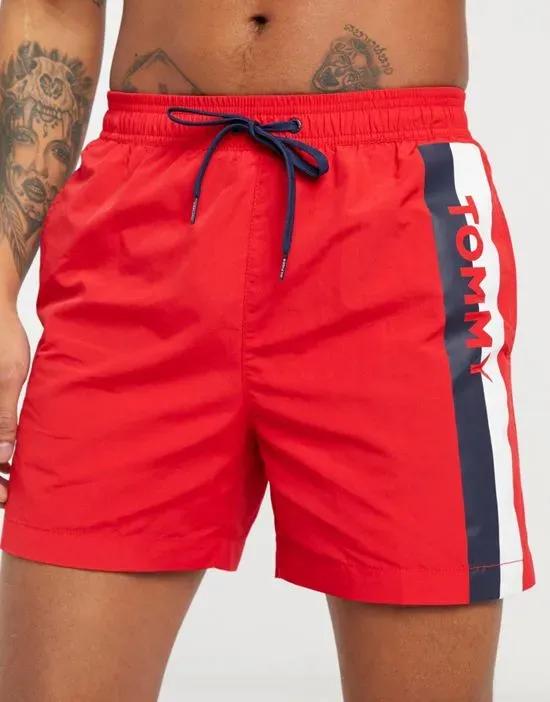 medium length swim short in red