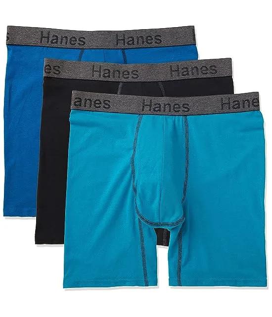 Men's 3-Pack Comfort Flex Fit Ultra Soft Stretch Boxer Brief, Available in Regular and Long Leg