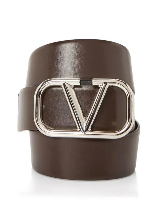 Men's Leather Logo Buckle Belt