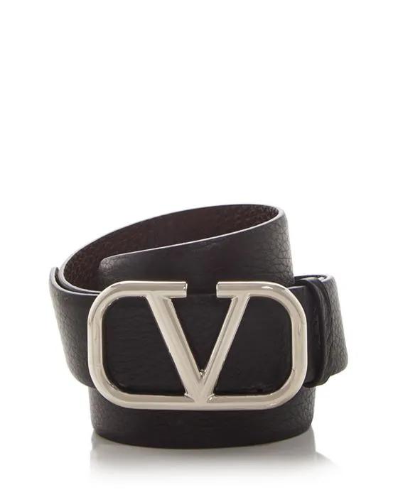 Men's Logo Buckle Reversible Leather Belt
