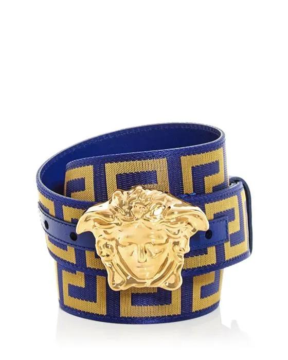Men's Medusa Buckle Woven Belt 
