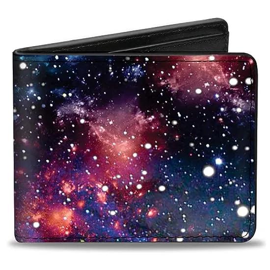 Mens Buckle-down Pu Bifold - Space Dust Collage Bi Fold Wallet, Multicolor, 4.0 x 3.5 US