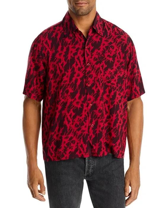Metal Abstract Print Regular Fit Button Down Hawaiian Shirt