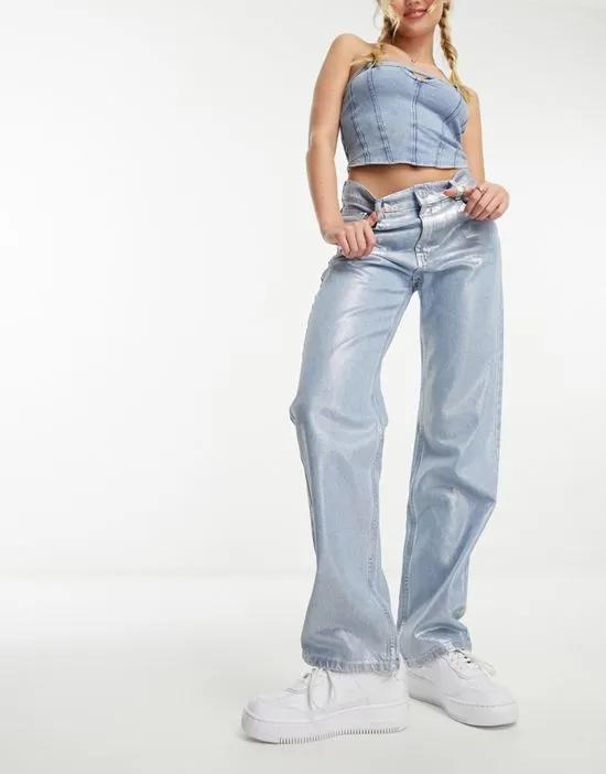 metallic jean in silver