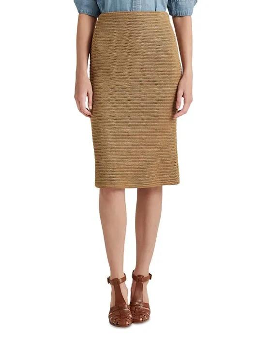 Metallic Ribbed Pencil Skirt
