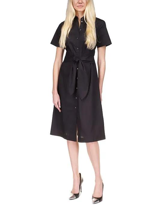 Michael Kors Women's Cotton Poplin Tie-Front Dress, Regular & Petite