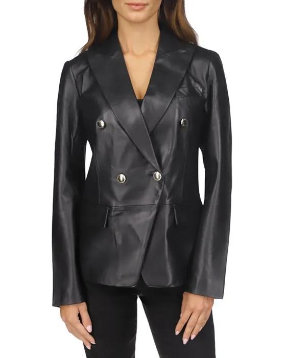 MICHAEL Leather Peak Lapel Blazer