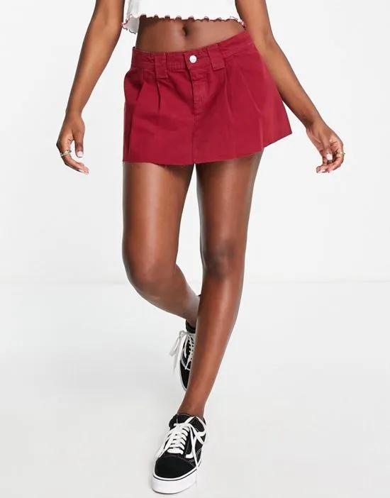 micro mini skirt in burgundy