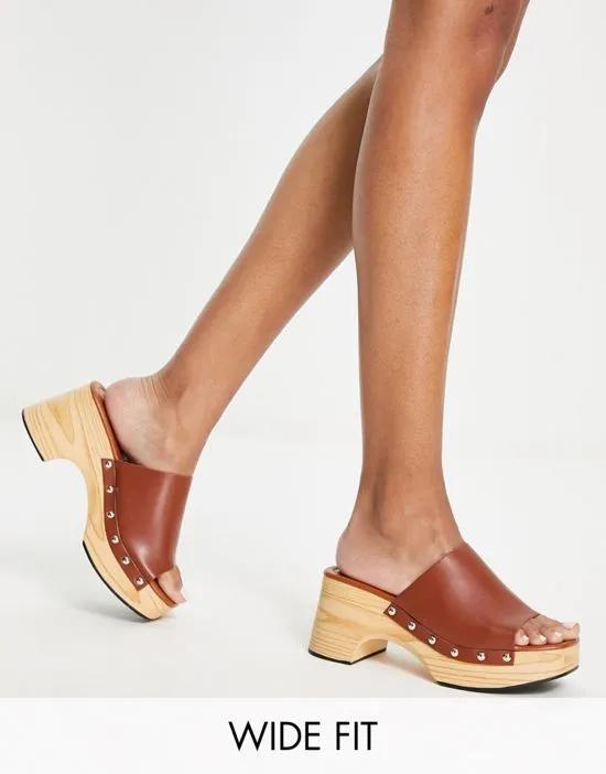 mid clog mule sandals in tan