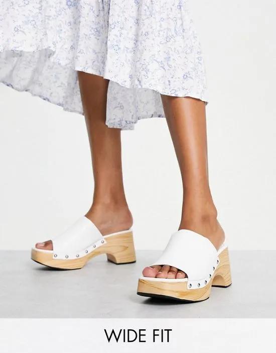 mid clog mule sandals in white