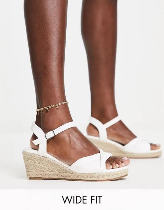 mid espadrille wedge sandals in white pu