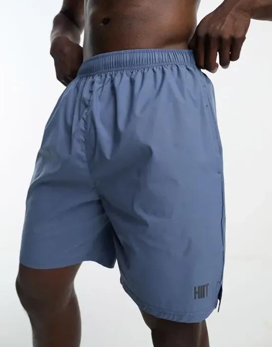 mid length training shorts in charcoal