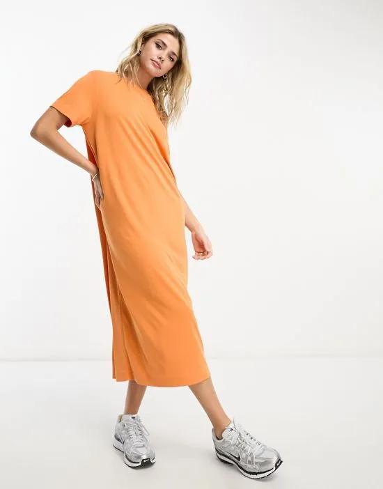 midi t-shirt dress in orange