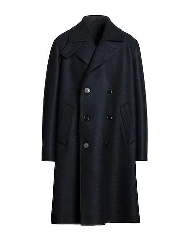 Midnight blue Boiled wool Full-length jacket