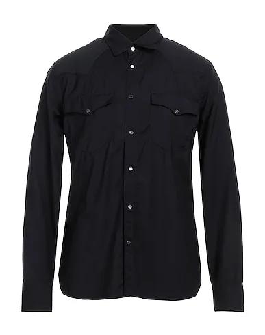 Midnight blue Cool wool Solid color shirt