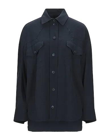 Midnight blue Cotton twill Solid color shirts & blouses