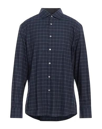 Midnight blue Plain weave Checked shirt