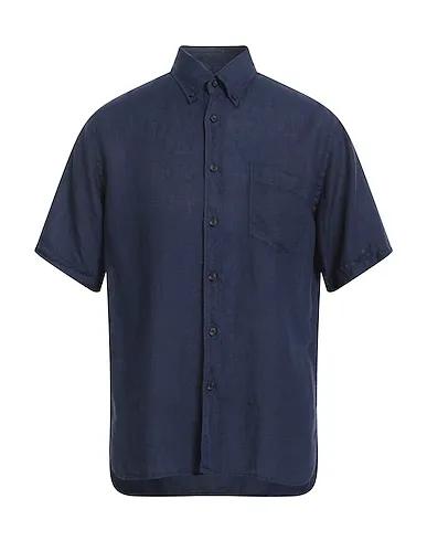 Midnight blue Plain weave Linen shirt